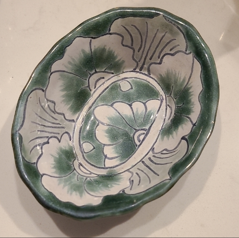 Talavera Sage Green and White Decorative Bowl